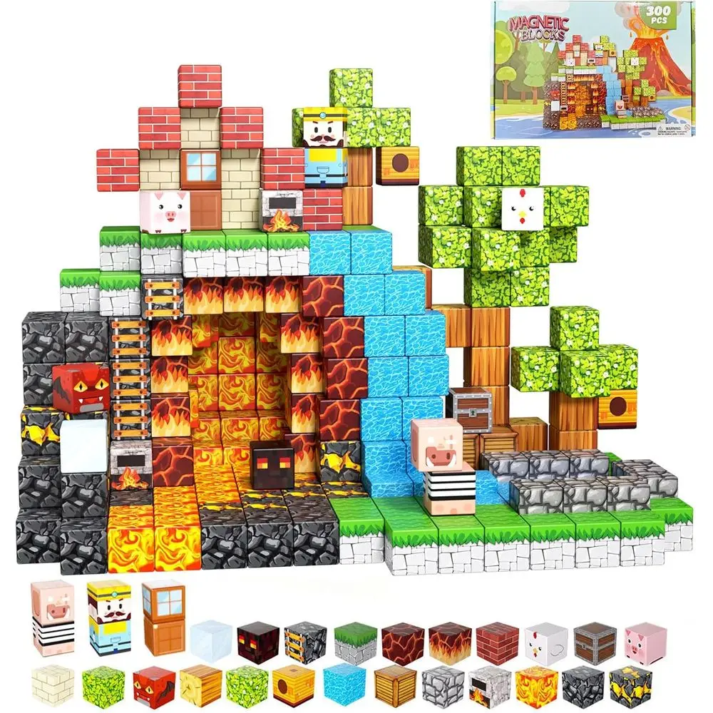 مجموعة مكعبات بناء جذعية مكونة من 300 قطعة، مكعبات تكديس تعليمية للأطفال، هدية مثالية لعيد الميلاد أو عيد الميلاد