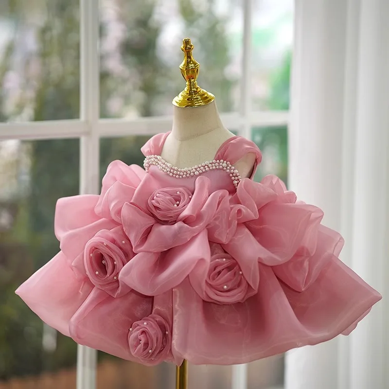 High end banquet baby girl birthday party dress formal first year Christmas costume flower boy wedding fluffy princess dress