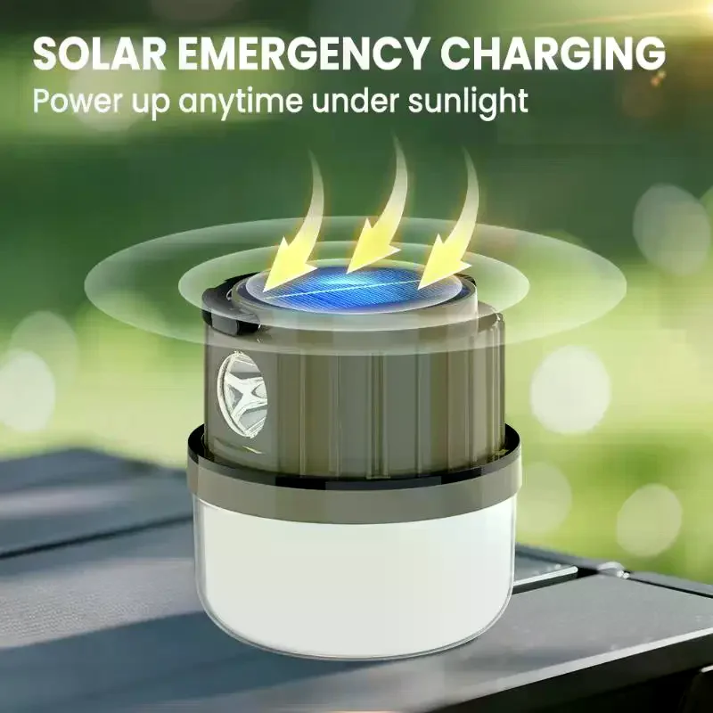 

Солнечная лампа для кемпинга 2400 мАч, перезаряжаемая светодиодная IPX5, водонепроницаемая портативная аварийная лампа, уличный многофункциональный светильник для кемпинга