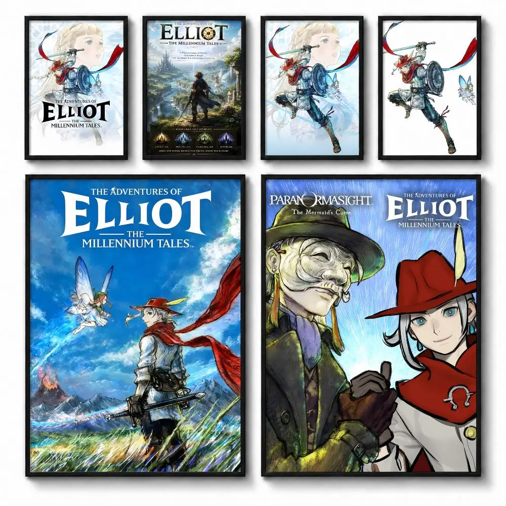 Elliot Millennium Tales RPG Game Poster Self-adhesive Art Waterproof Paper Sticker Coffee House Bar Room Wall Decor