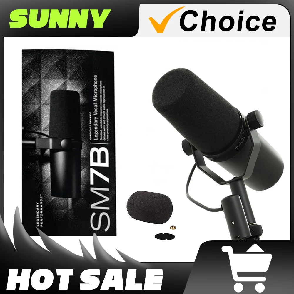 SUNNY Cardioid Dynamic Microphone SM7B Sm7b 7B Studio Selectable Frequency Response Mic for Live Stage Recording Podcasting