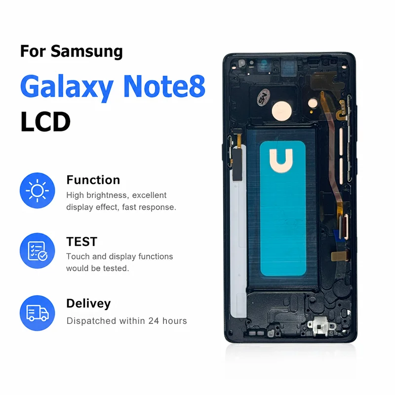 Note 8 Display Screen With Frame For Samsung Note8 N950F N950U N950W N950FD LCD Display Touch Screen Digitizer Assembly Repair