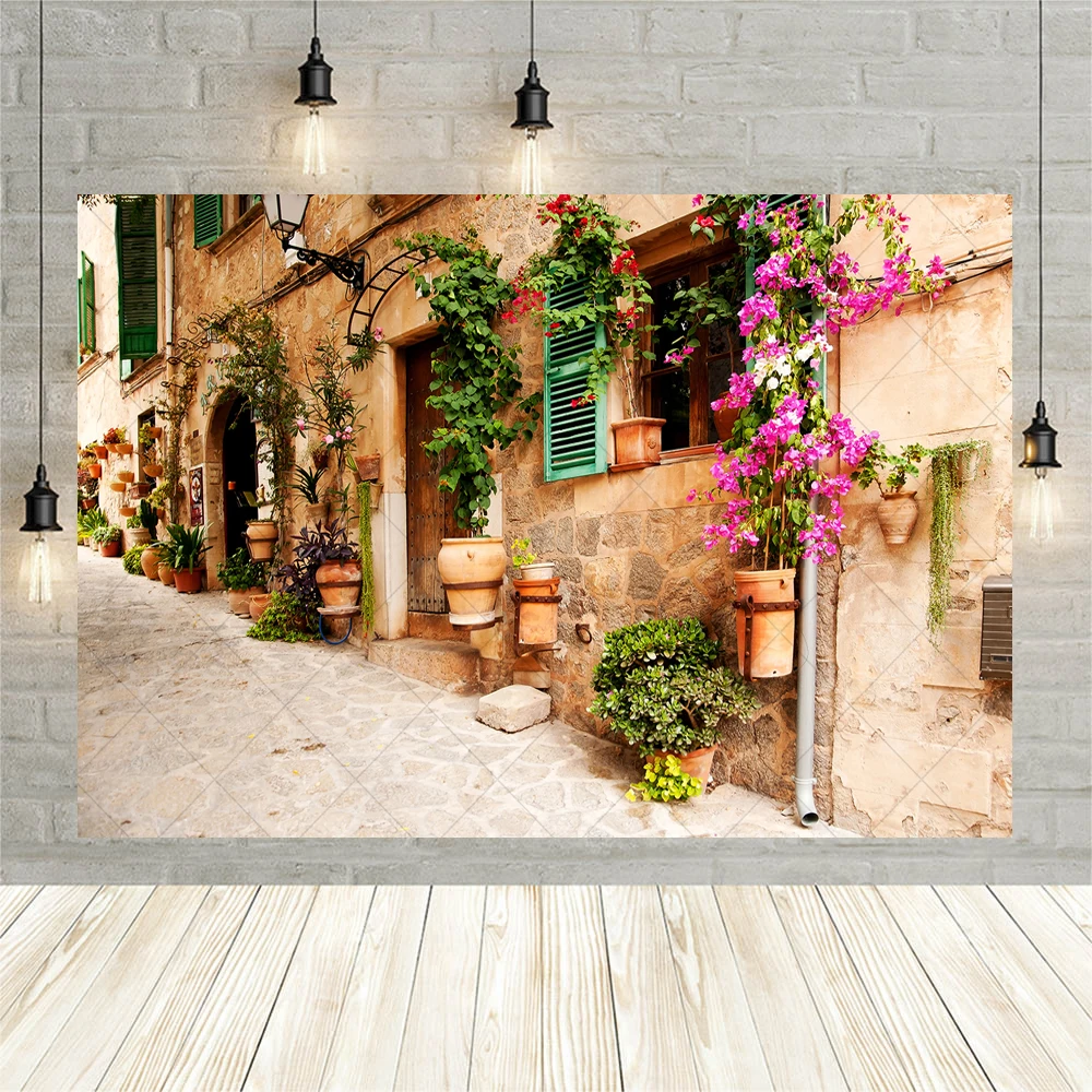 European Town Street Scene Theme Backdrop Custom Home Wall Mural Retro Architectural Style Decorative Photography Background