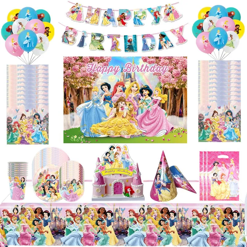 

New Disney Six Princess Snow White Kid Birthday Party Supplies Paper Tableware Cup Plate Napkin Baby Shower DIY Party Decoration