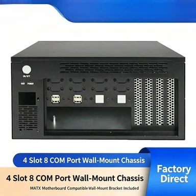MATX Wall‑Mount Industrial PC Case, 8 Serial COM Ports, Multiple USB Ports, 4 Expansion Slots CNC Control Equipment Enclosure