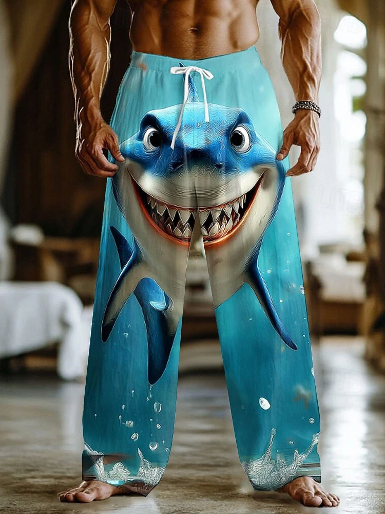 

Urban Street Fashion Trend Men's Casual Long Pants, Cute Shark 3D Printed Men's Long Pants, Daily Simple Long Pants S-5XL
