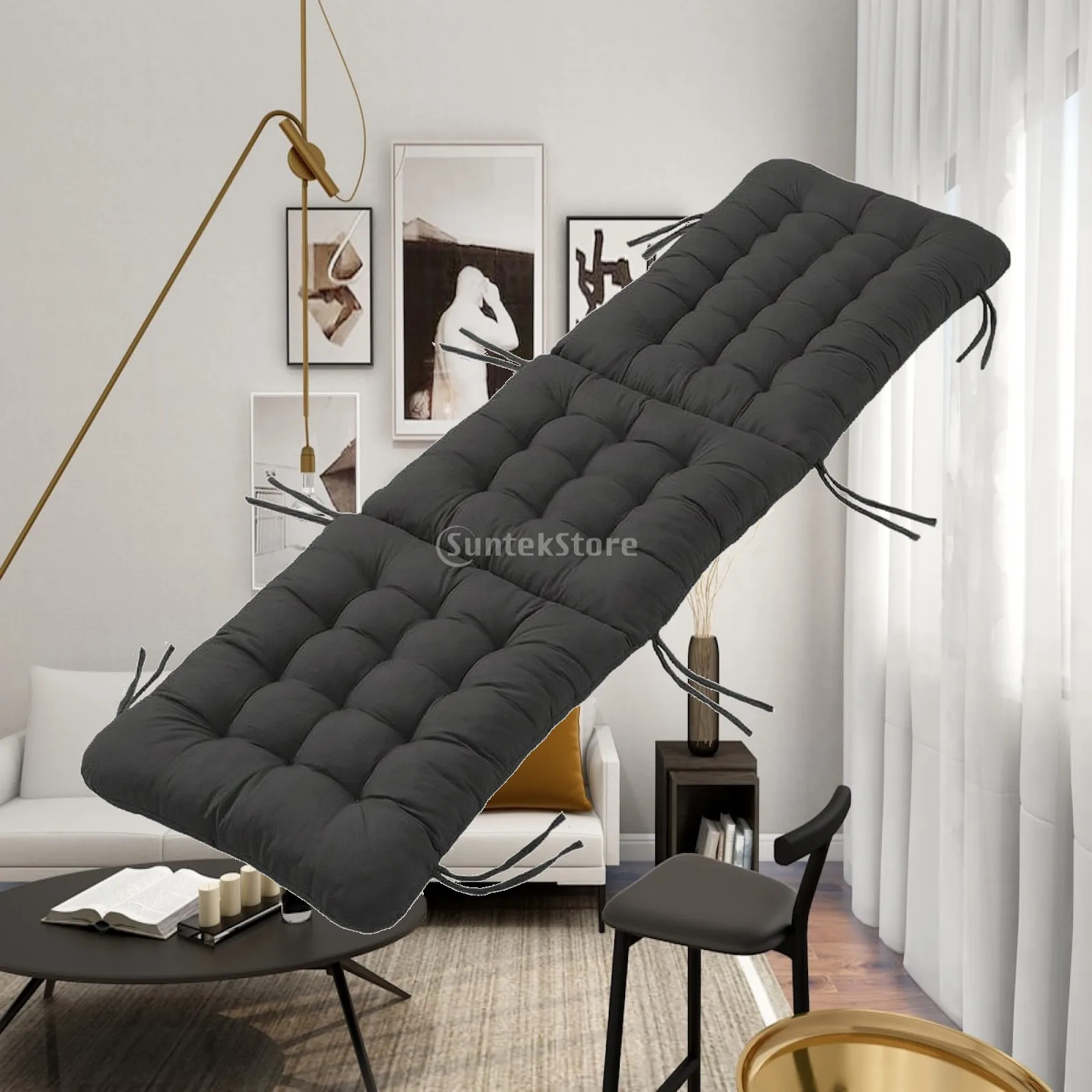 Large Foldable Waterproof Cushion Pad for Sun Lounger Garden Chair Oxford Cloth Filling Portable Relaxation Seat