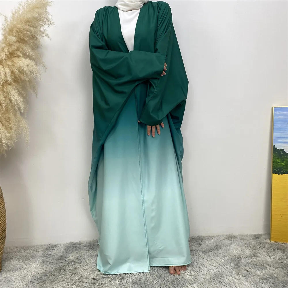 Ramadan femmes musulmanes ouvert Abaya dégradé couleur Kimono Cardigan dubaï turquie caftan vêtements islamiques robe Marocain Eid Jalabiya