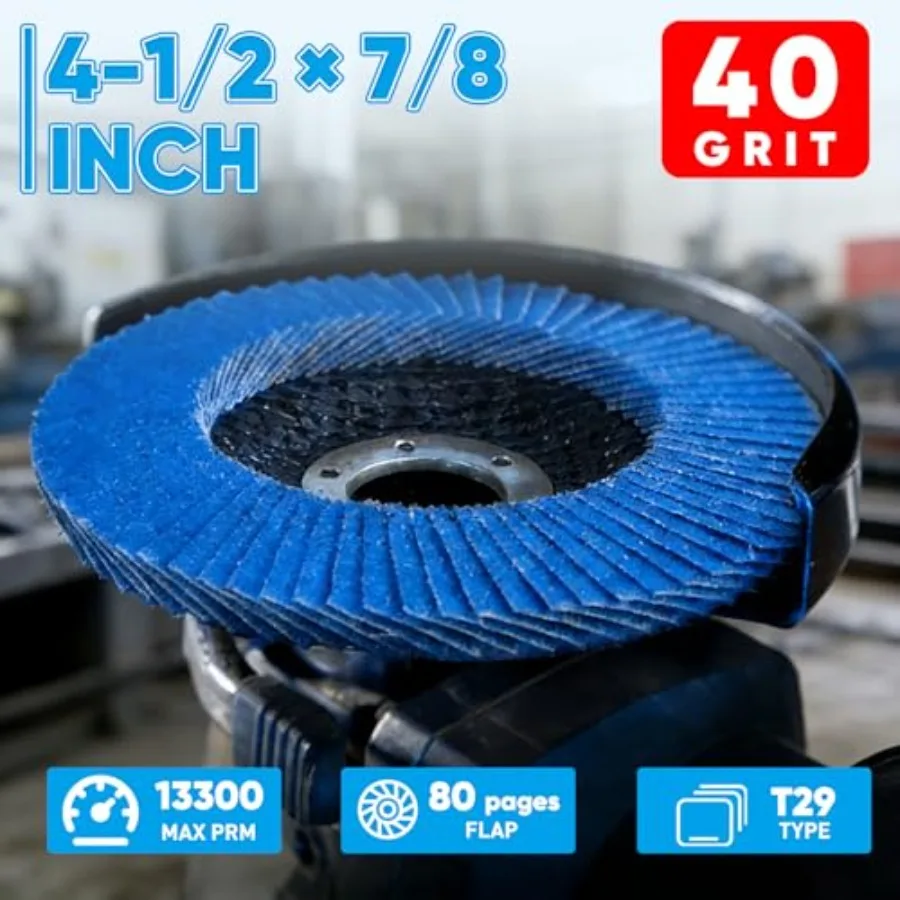 Flap Discs 4 1/2 for Angle Grinder, 40 Grit T29 Durable Flap Sanding Disc, 4 1/2 x 7/8-Inch Grinding Wheel for Stainless Steel,