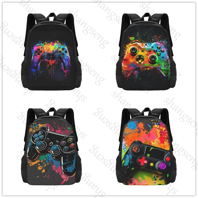 

Рюкзак большой емкости с принтом, школьный рюкзак для мальчиков и девочек-подростков, рюкзак для отдыха и путешествий, крутой игровой контроллер с узором