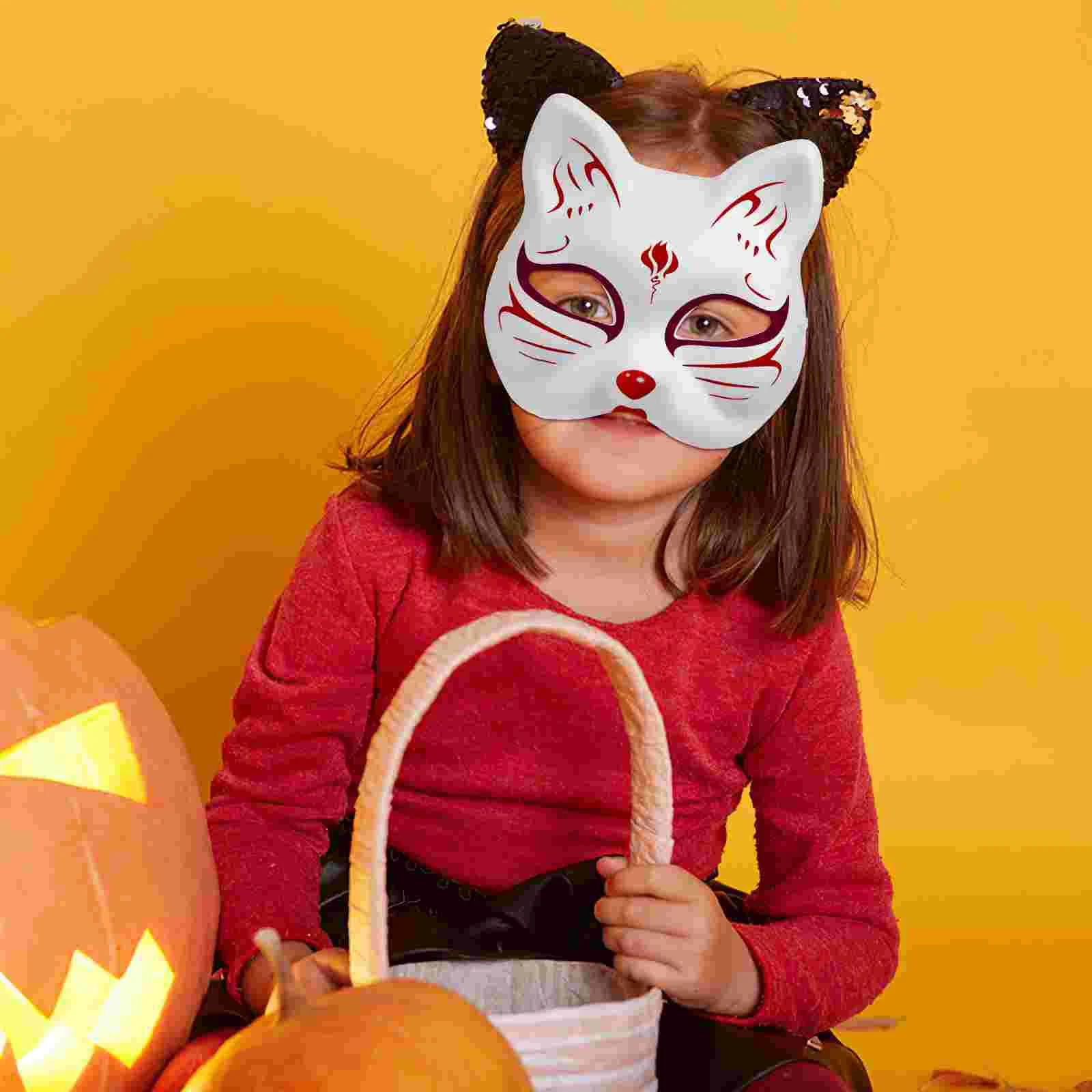 10 pezzi fai da te maschere per gatti bianchi maschera di polpa costume decorazioni per feste vuote carta bambino