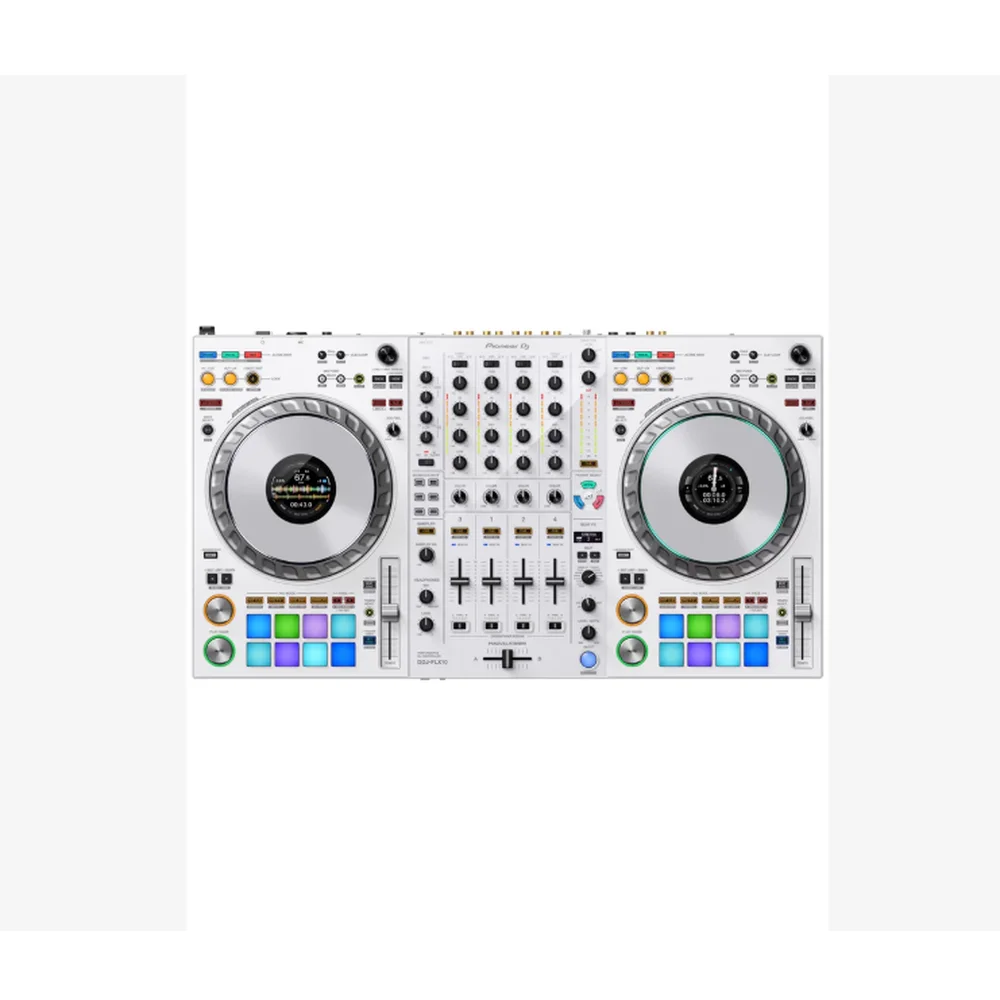 Pioneer DJ DDJ-FLX10-W: 2-Ch Multi-Platform Controller | White Limited Edition | DMX Lighting, Dual Mic, Dual USB-C | Serato, re