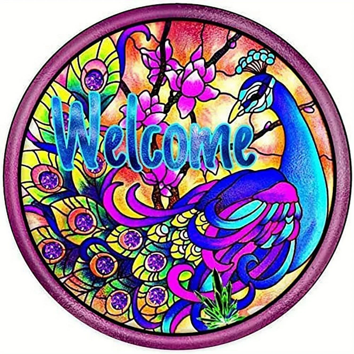 Welcome Bee Honey Round Retro Metal Tin Signs Nostalgic Iron Painting Novelty For Cafe Bar Garage Bar Kitchen Garden Wall Decor