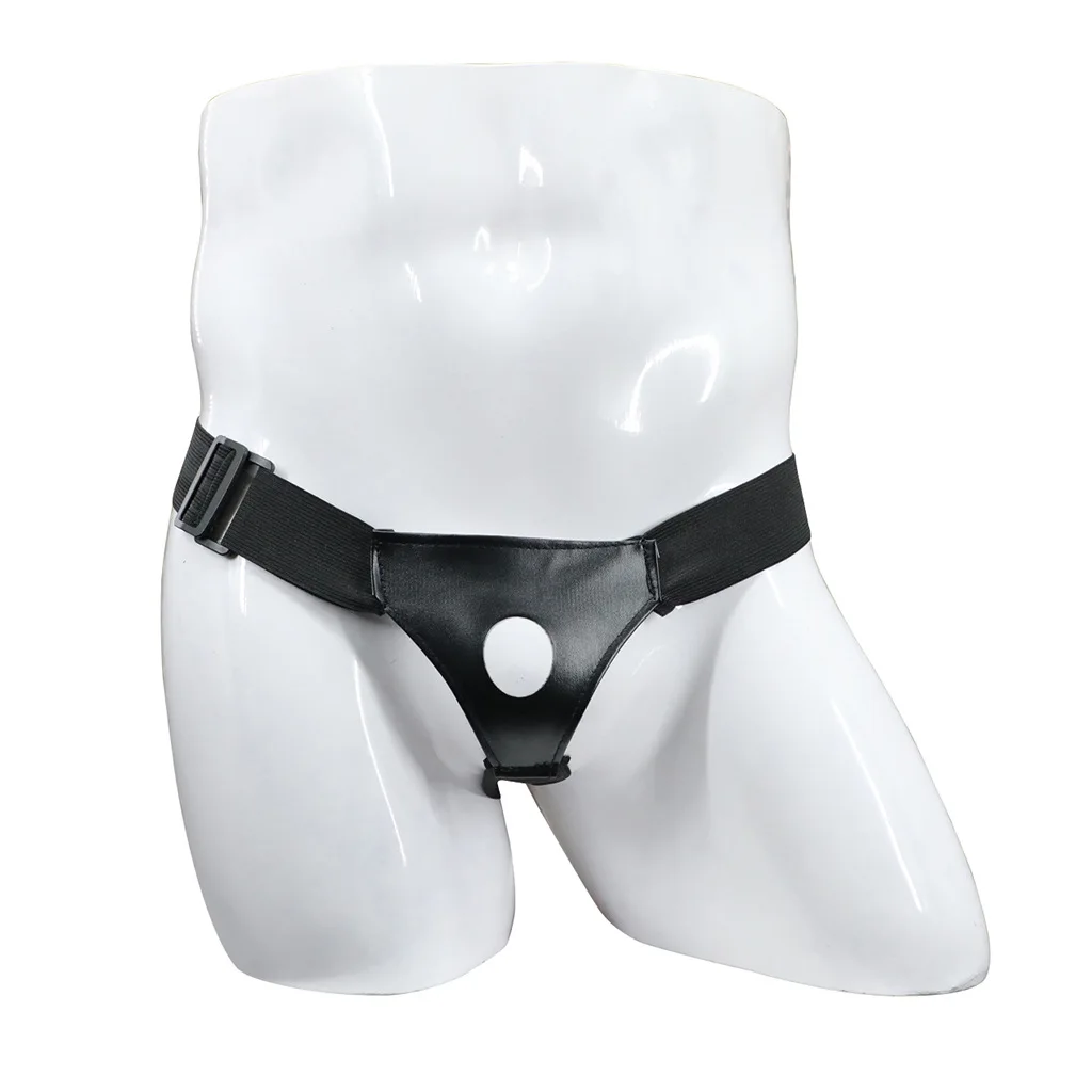 Men's Adjustable Hollow-Out Faux Leather Thong, Elastic Waist Erotic G-String Underwear