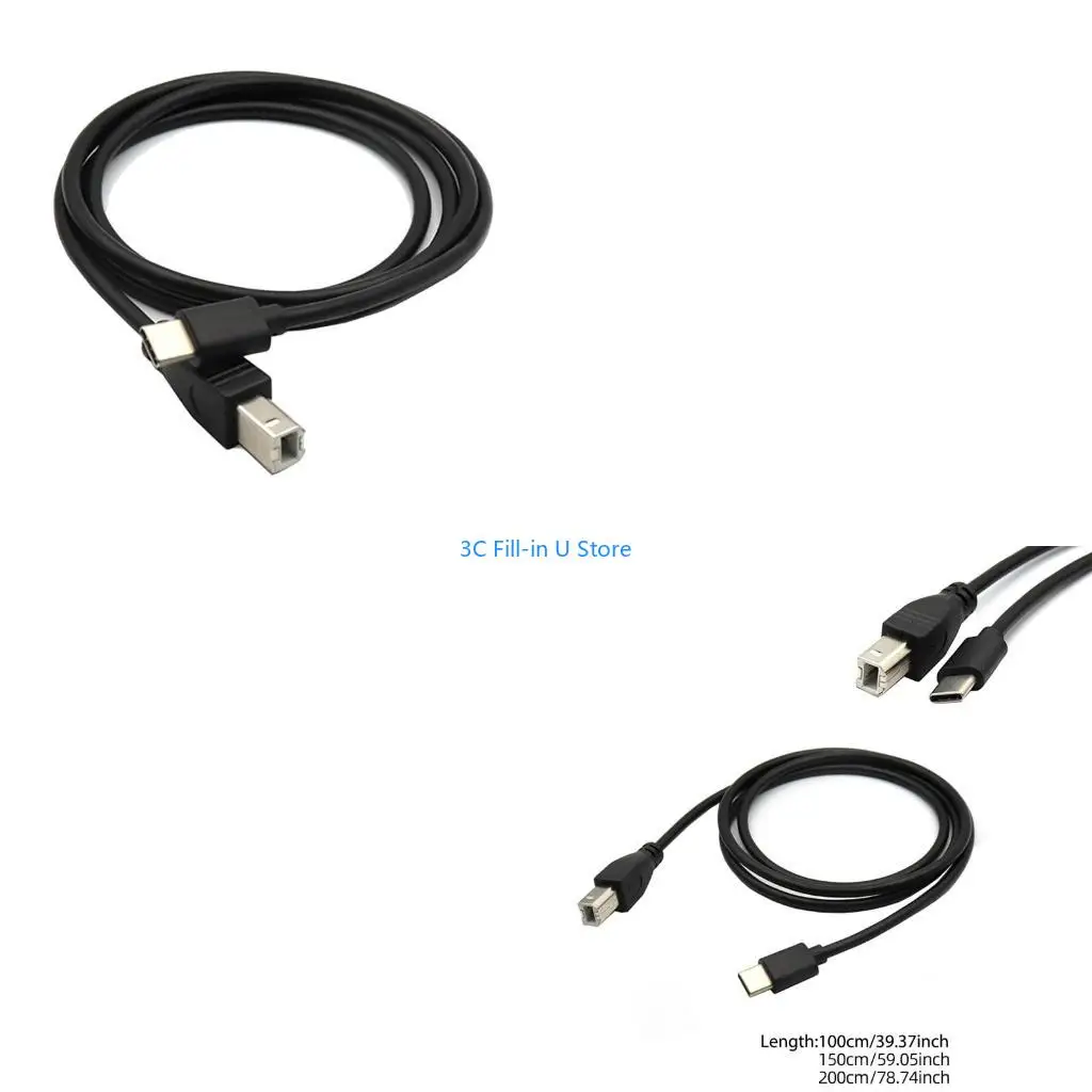 G8TA High Speed Type C to USB B Printer Cable USB B to USB C Printer Cable MIDI Cord Effortless Devices 1m/1.5m/200cm