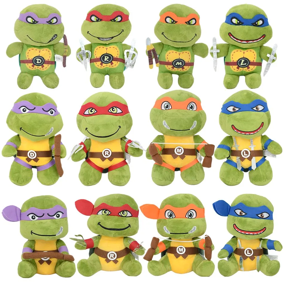 New 12/25cm Turtles Plush Dolls Anime Game TMNT Leo Raph Mike Don key ring Decoration Ornament Toys for Kids Birthday Gift