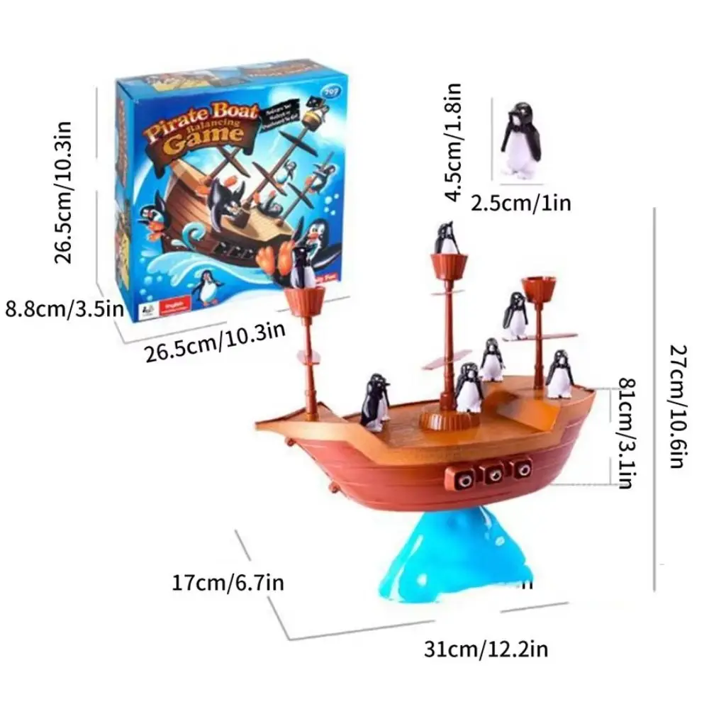 1 set Educatief Pinguïn Piratenschip Balansspel Interactief leren Piratenboot Spel Speelgoed Plastic Stapelbaar