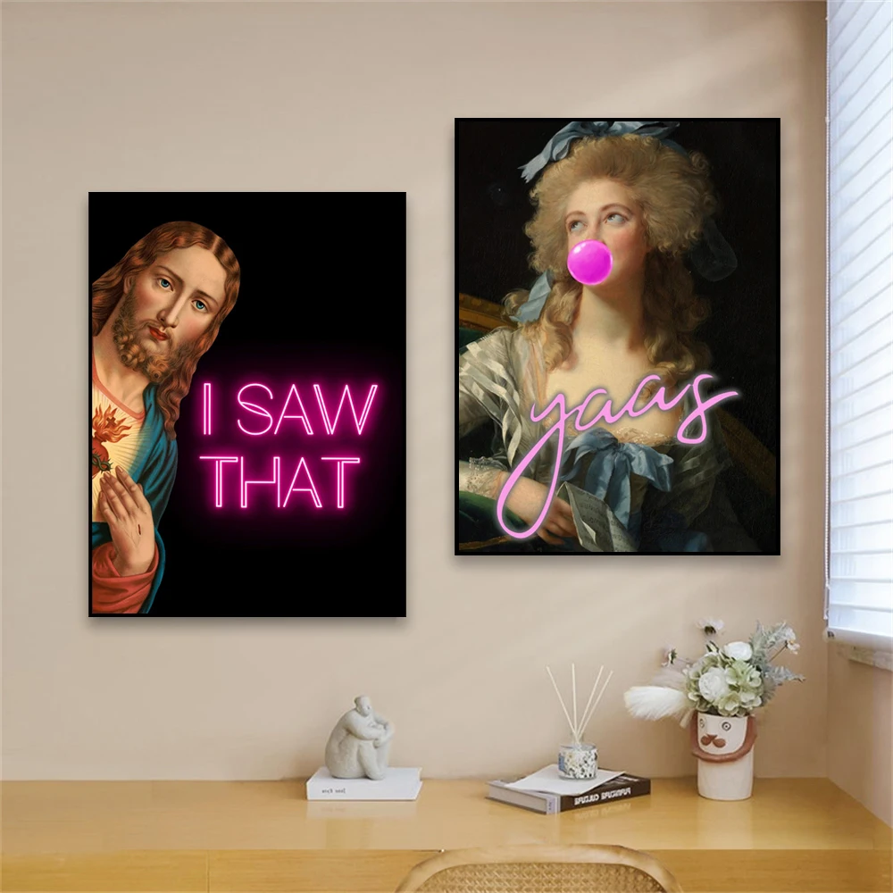 Funny Alter Art Jesus Christ Poster Eclectic Oil Painting Wall Art Prints Classical Portrait Canvas Painting Gallery Wall Decor