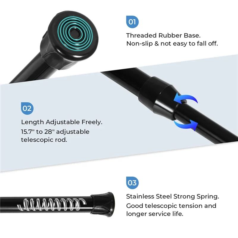 Multi Purpose Spring Loaded Extendable Telescopic Rod Adjustable Curtain Rail Pole Household Hanging Rods for Window Bathroom
