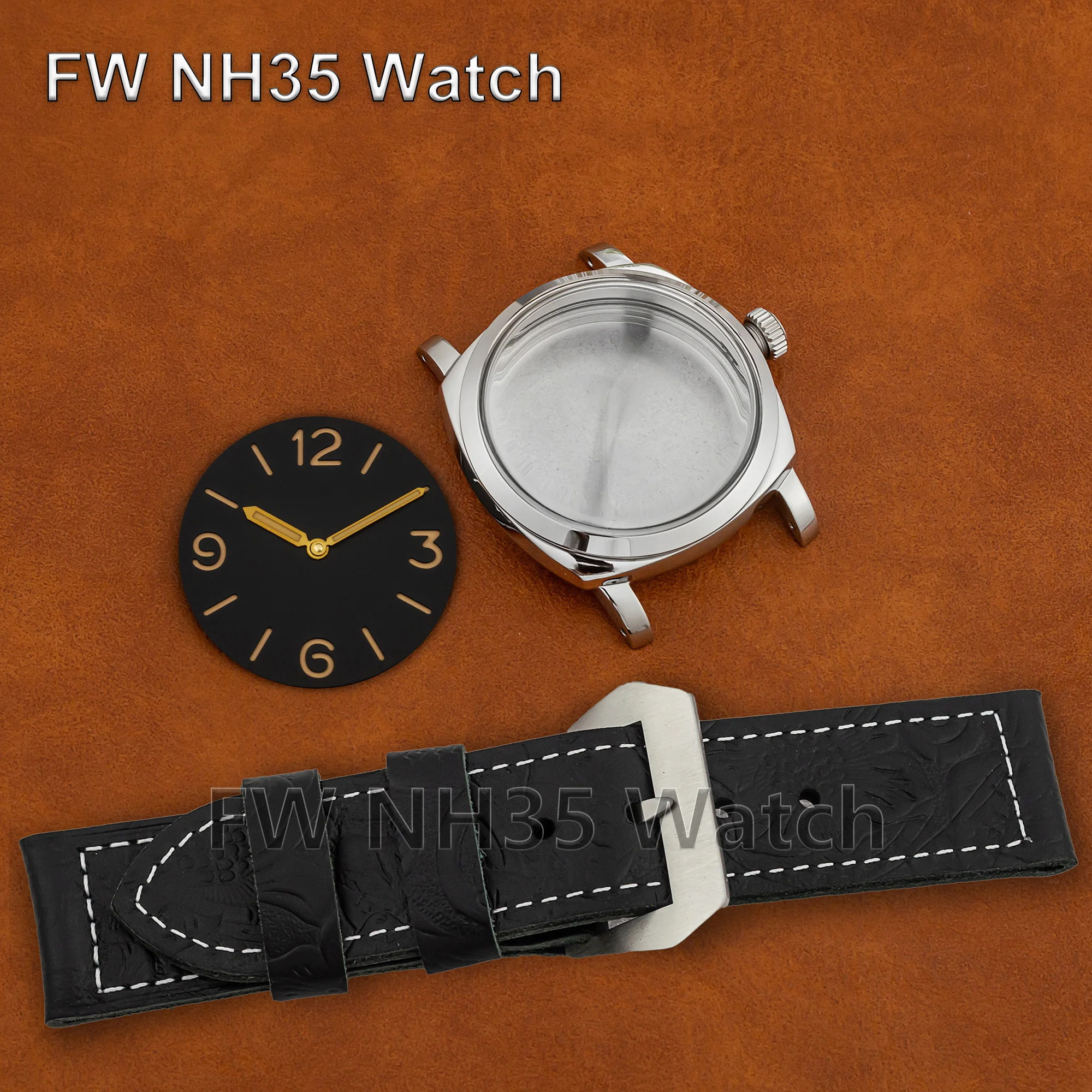 High Quality Watch Case Leather Strap for PAM 6154 10ATM Waterproof Stainless Steel 47mm Case Fit ETA 6497/6498/ST3600 Movement