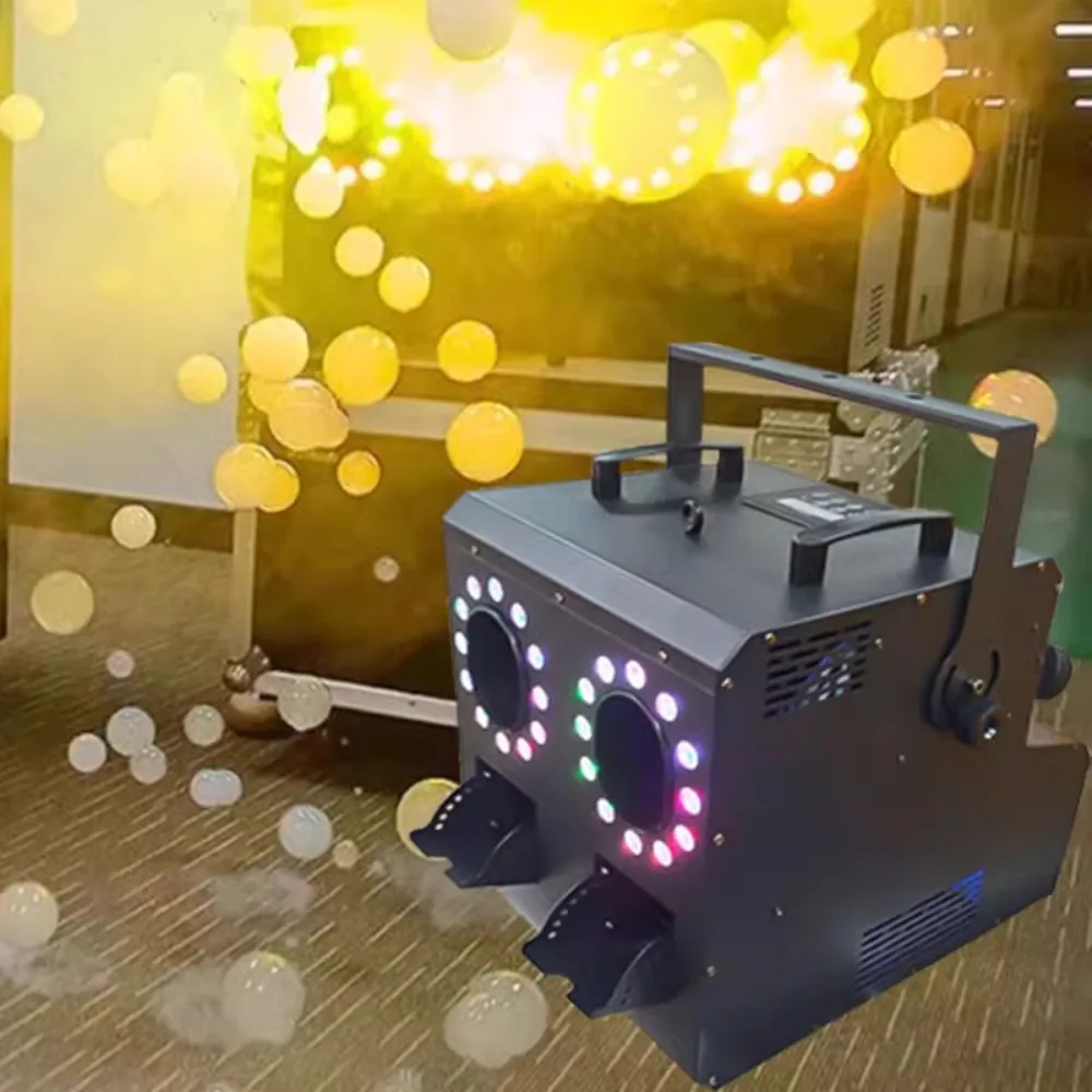 Double wheel smoke bubble machine smoke stage wedding atmosphere blowing  performance LED four-wheel smoke bubble machine