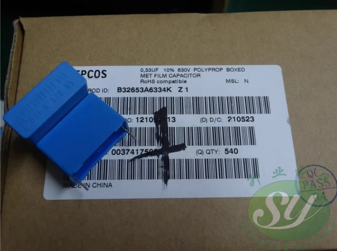 

5 шт. EPCOS 0,33 мкФ/630 В 330nf u33 334 новый пленочный конденсатор 22 мм B32653A6334K