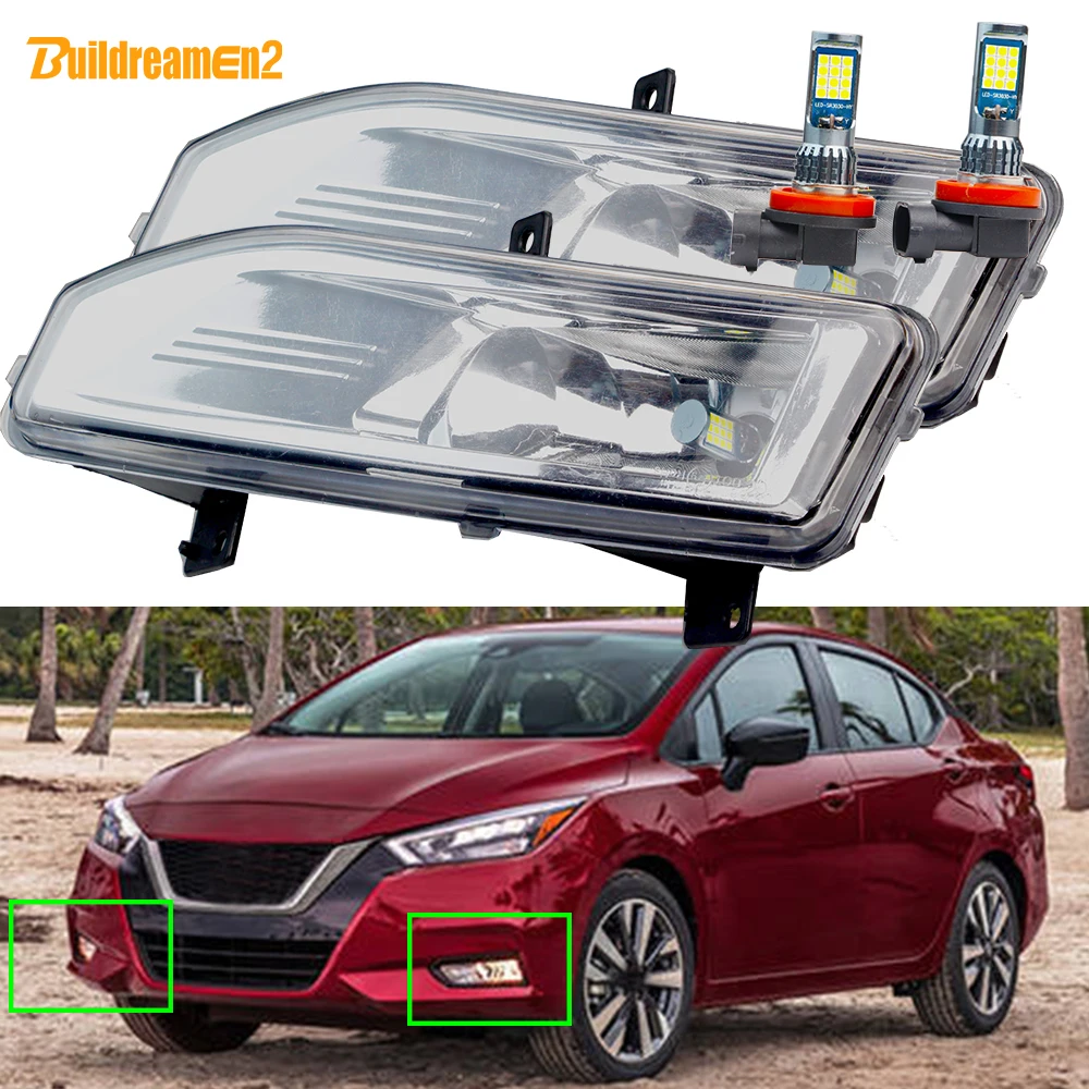 

2 шт., 24 Вт H11, передний бампер автомобиля, противотуманная фара в сборе, абажур со светодиодной лампой Canbus для Nissan Sunny Sedan 2020 2021 2022