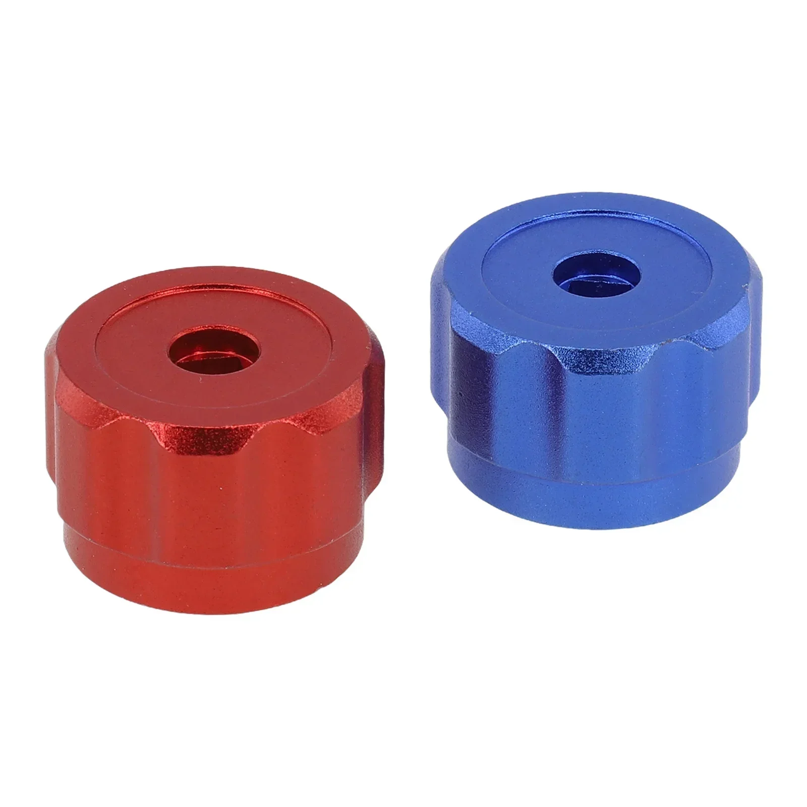 2pcs Round Wheel Handle Faucet Handles Manifold Gauges Knob Aluminum Alloy Red And Blue Instrument Knob HVAC Tools