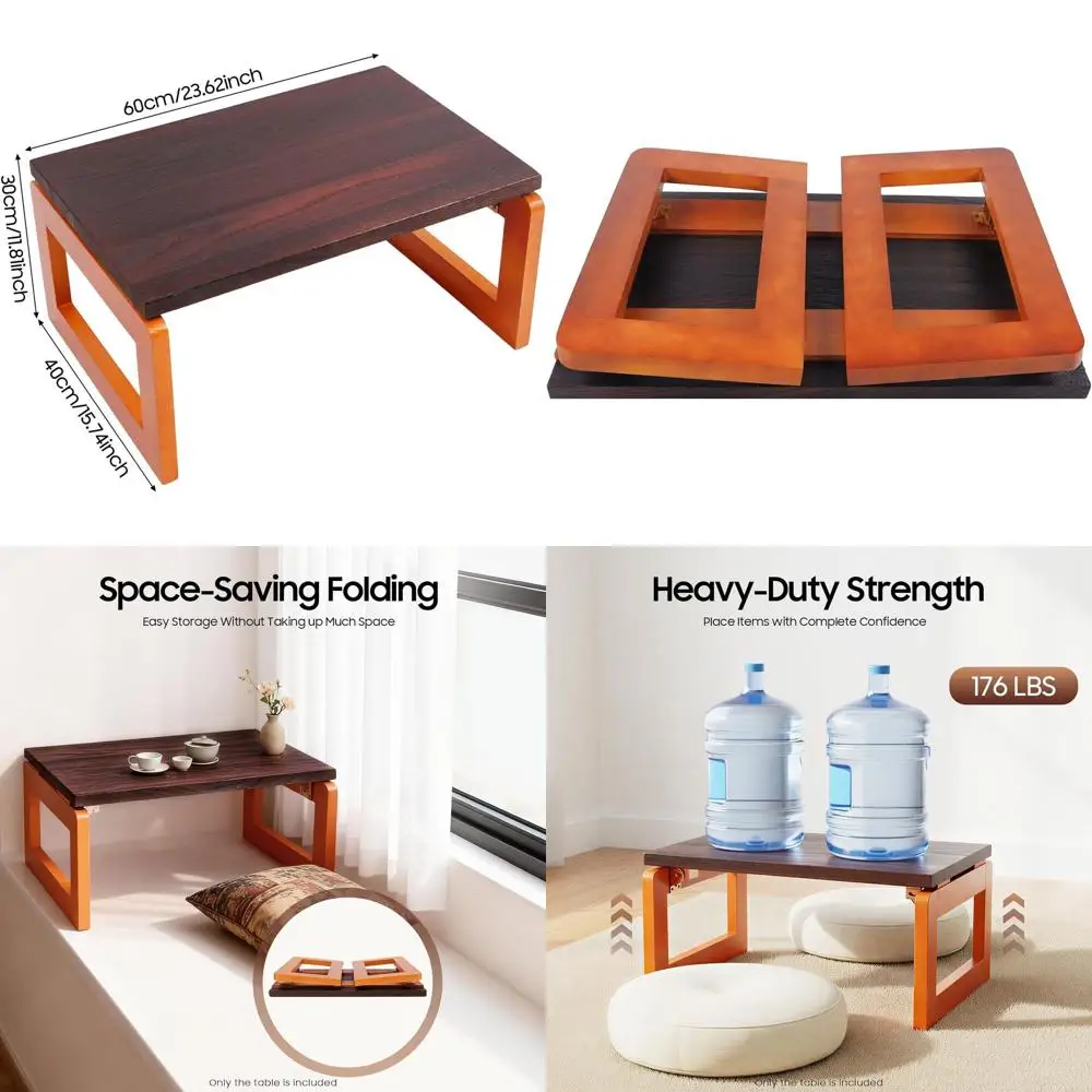 

Портативный деревянный кофейный столик со складными ножками, идеально подходит для медитации или сидения на низком уровне, 23.6x15.7x11.8