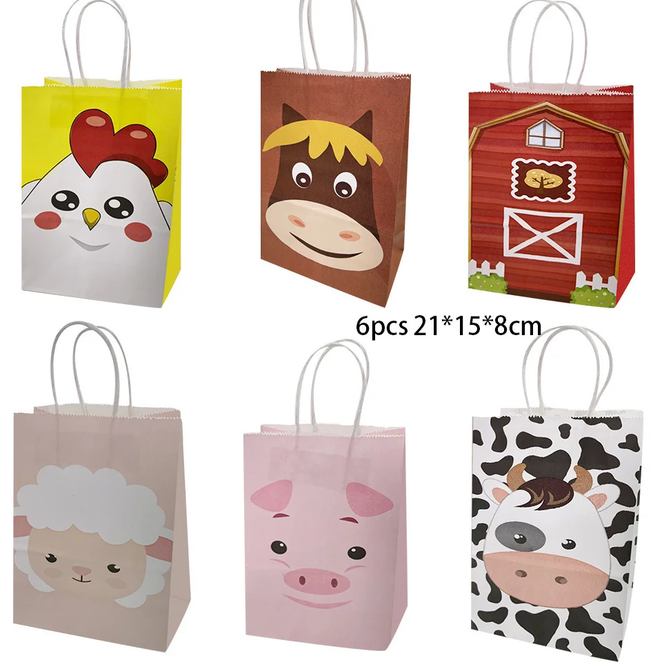 1Set Bauernhof Tier Papier Hut Karton Kuh/Schwein/Schafe Hüte Nette Süßigkeiten Taschen für Kinder Bauernhof Tiere thema Glücklich Geburtstag Party Decor – Detail 2