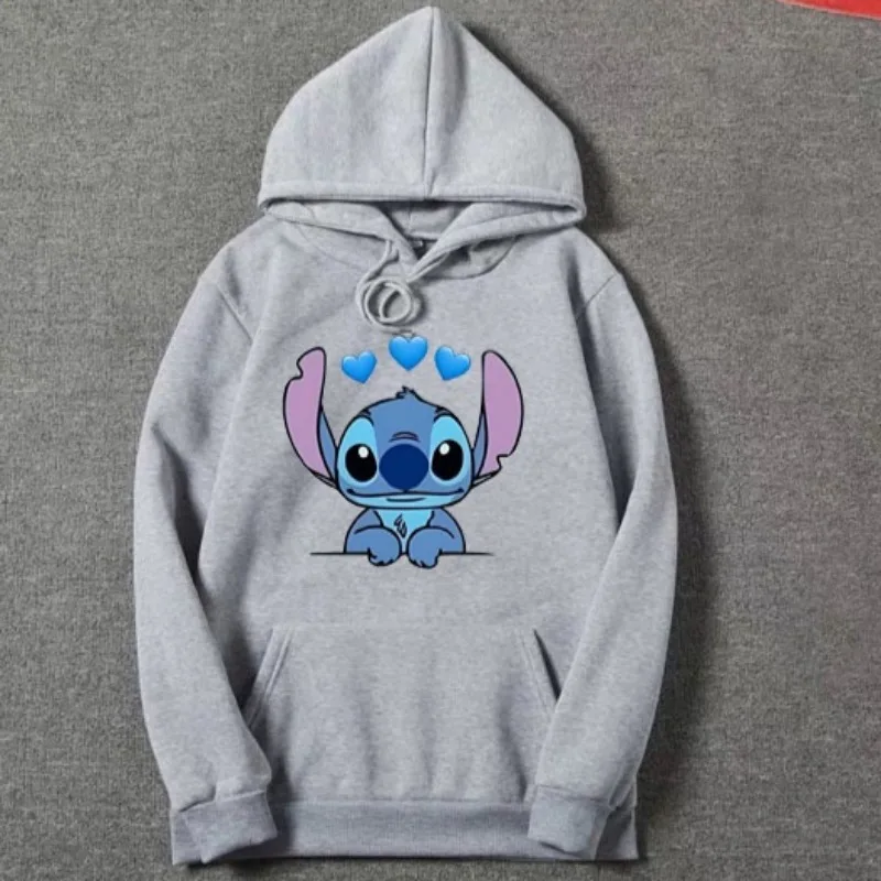 Lovely Pattern Male Sweatshirts Pocket Loose Clothing Disney Stitch Cartoon Cozy Men Hoodies Autumn Winter Popular Pullover