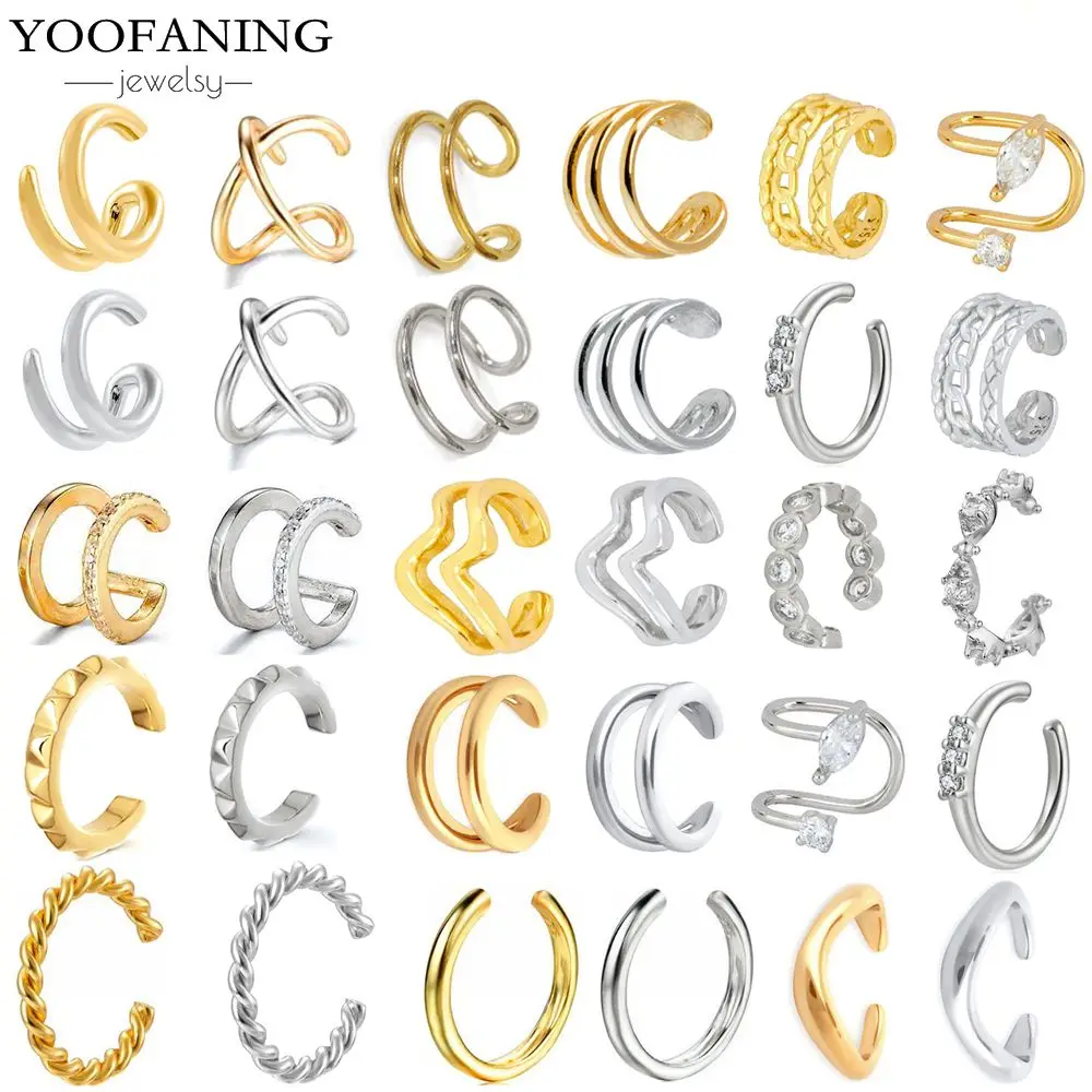 1PC 2025 Fashion Hot Selling Hot Selling Crystal Women's Ear Clip Retro 24k Gold Irregular Earrings Exquisite Jewelry Gift Party