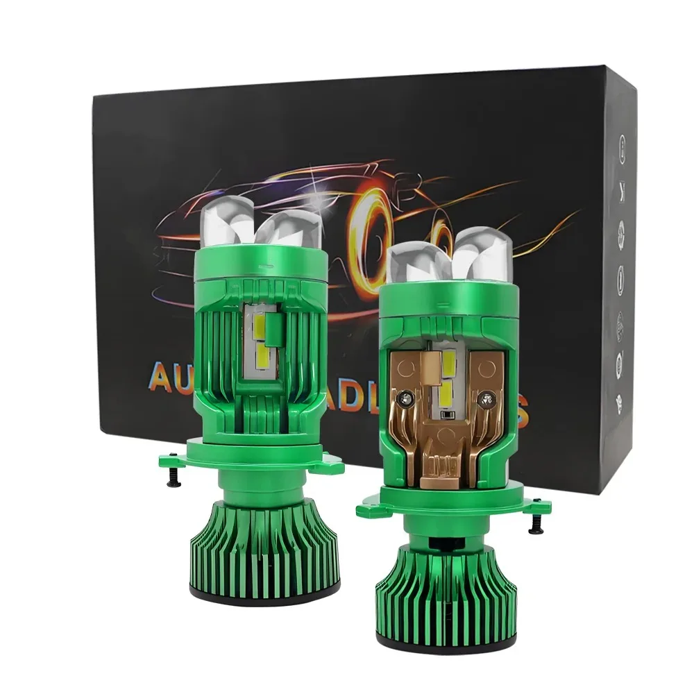

New 130W Mini Projetor Bi LED Lens H4 Car Headlight Dual Beam High Low Beam Integrated Auto Front LED Lamp For Auto Modification
