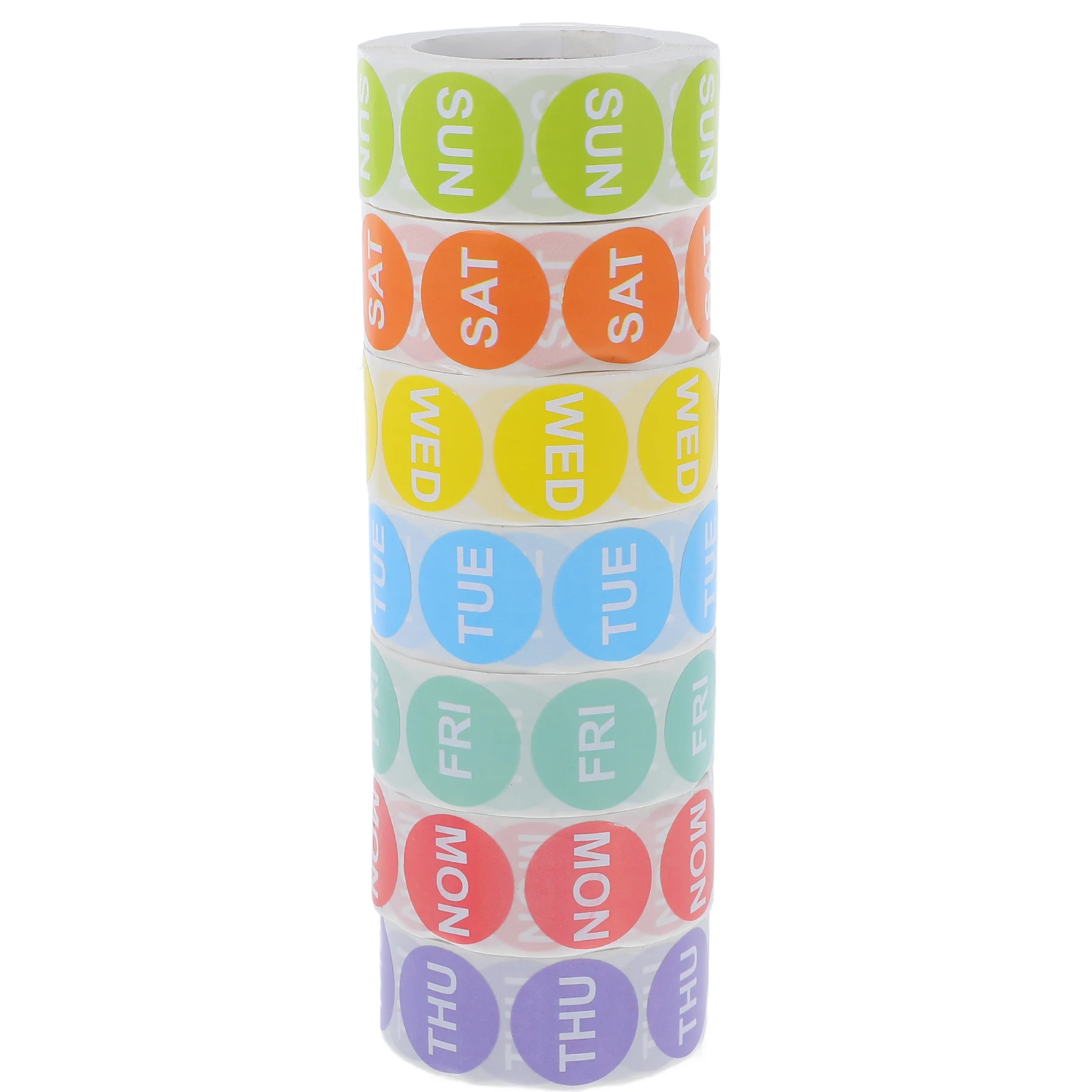 

7 Rolls Of Week Dots Mark Stickers Colorful Weekday Labels Monday to Sunday Organization Restaurant Day Sticker Tags