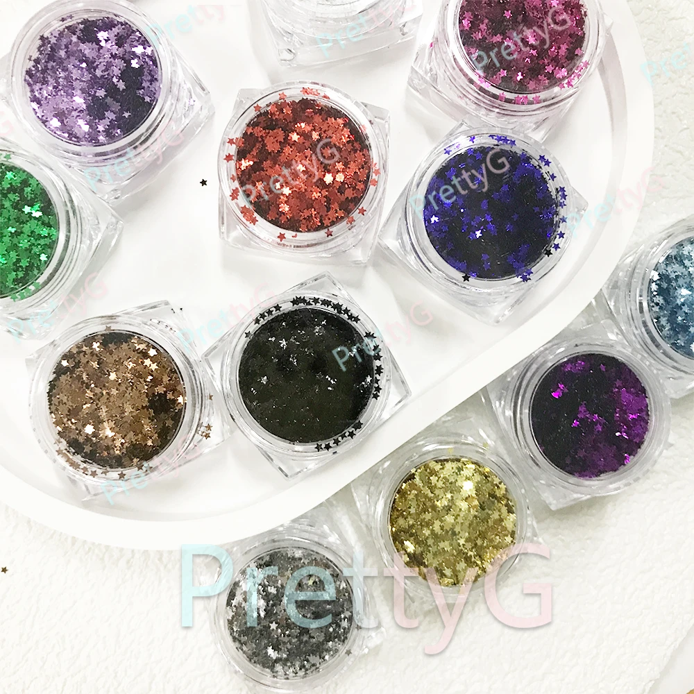 PrettyG 1 Box Mini 1mm Star Sequins Ultra-thin Metallic Colorful Glitter For Gel Nail Art Decoration Handwork DIY Accessories