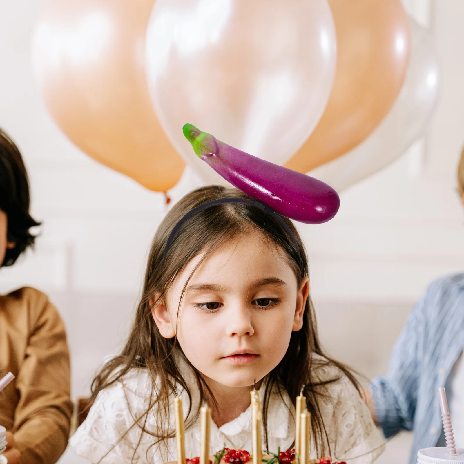 

4pcs Creative Eggplant Shaped Funny Headband Party Costume Hair Accessory Halloween Lightweight Cartoon Vegetable Headwear Adult