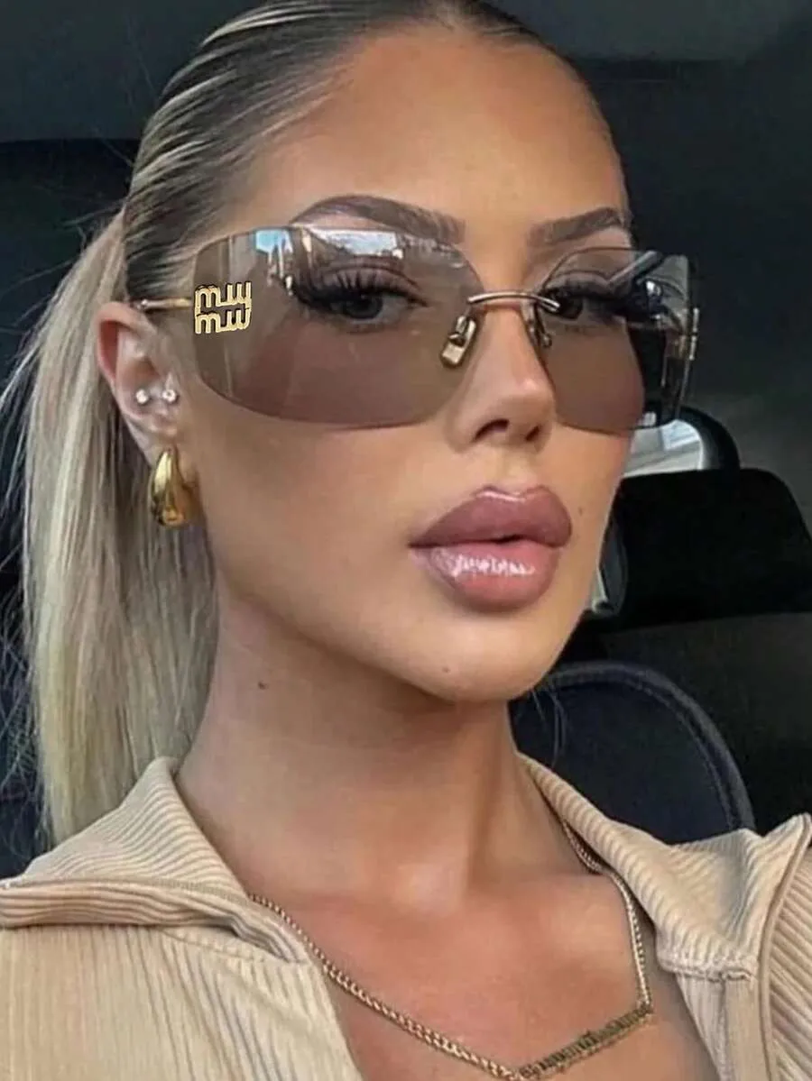 Lunettes de soleil carrées rétro unisexes sans monture, 1 paire, verres larges, multifonctionnelles,