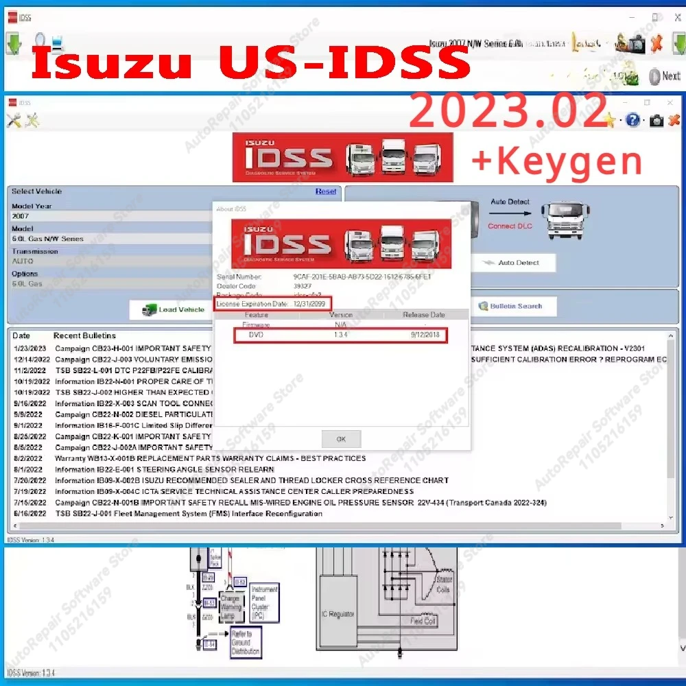 Obrázek 4: 2025 horké pro isuzu US-IDSS [2024.08] pro isuzu diagnostické obsluha systém (new nám IDSS ) [2023.02] KEYGEN