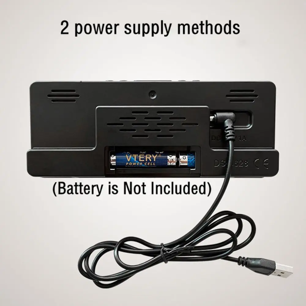 التحكم الصوتي المنبه الرقمية Teperature غفوة الوضع الليلي سطح المكتب ساعة الطاولة 12/24H مكافحة إزعاج Funtion LED الساعات ساعة #5