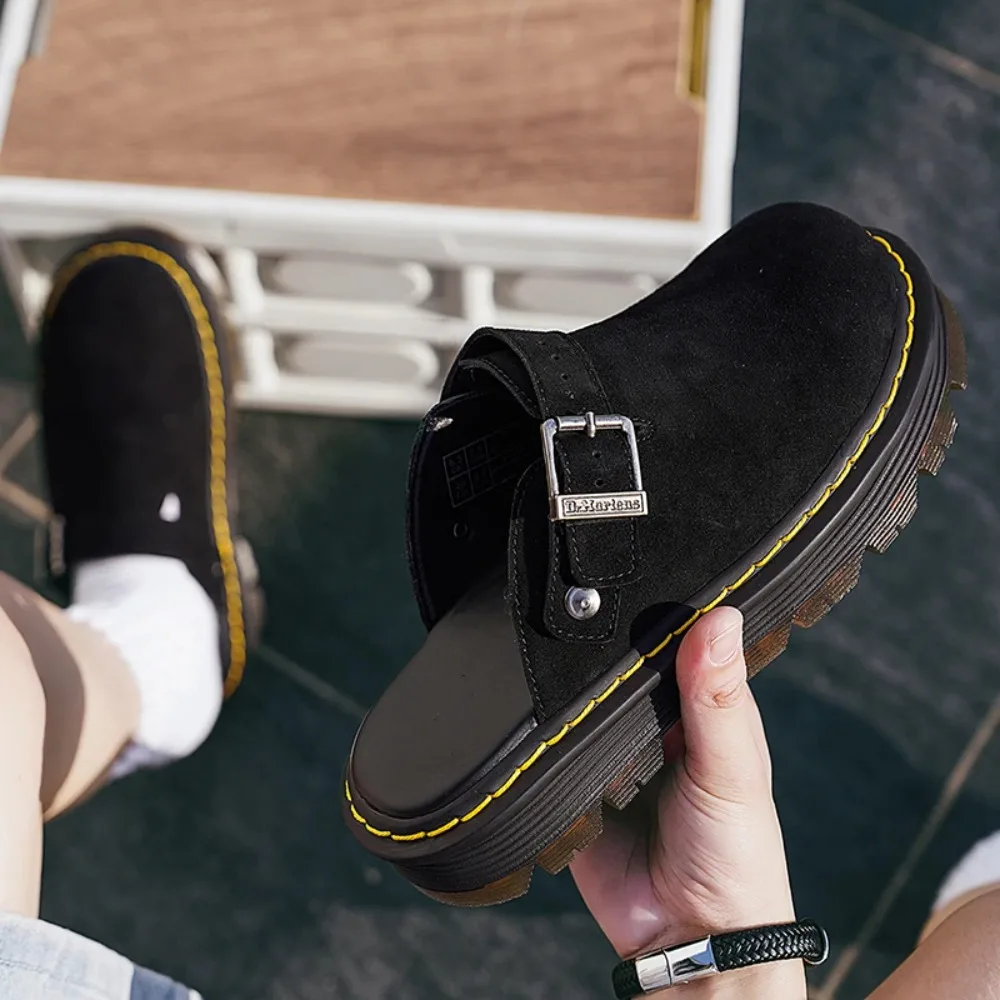 

2026 New with Toe Covering Anti-Fur Leather Birkenoes Comfortable Breathable Casual oes Thi Heel Mules for Men And Women