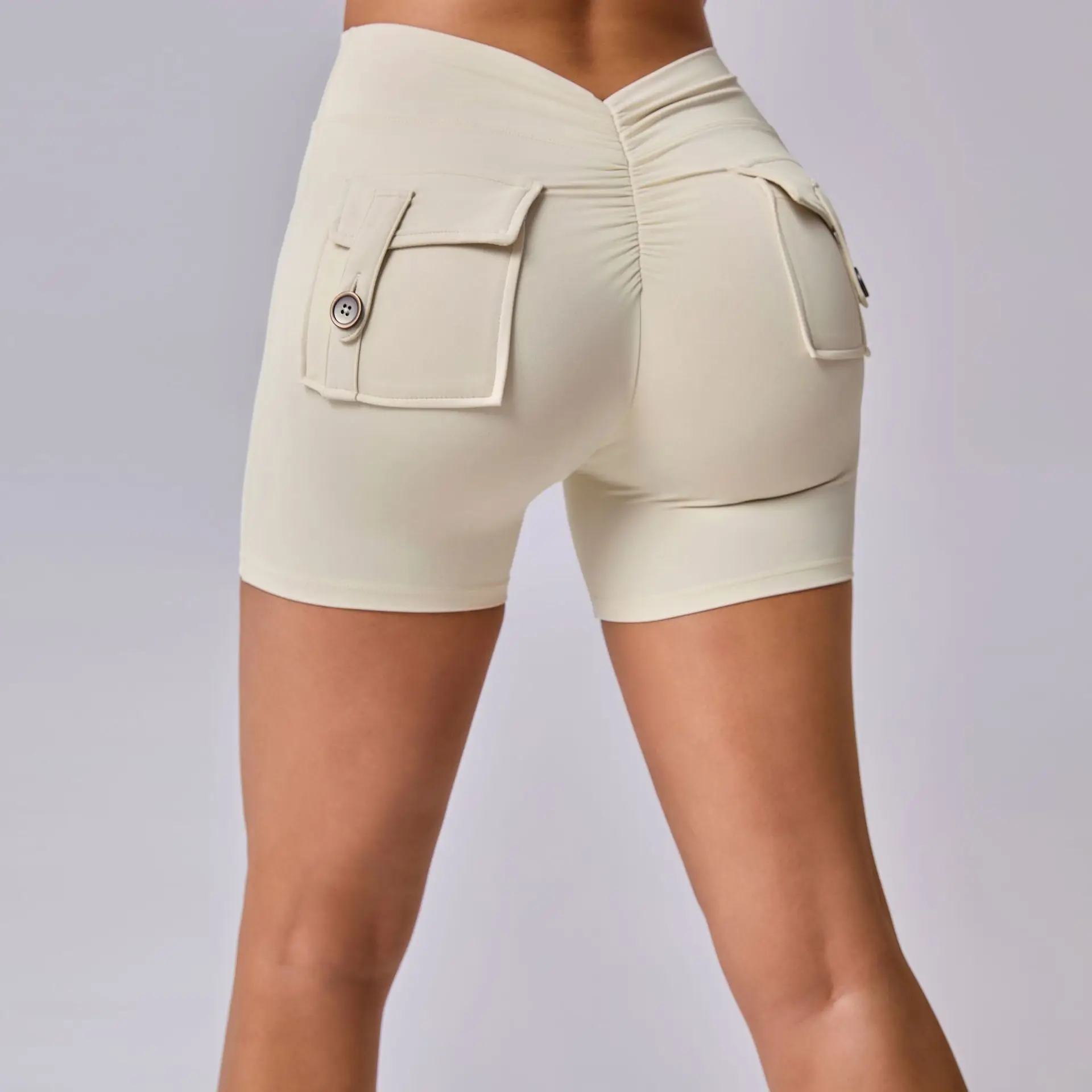 Yoga Shorts for Women Pocket Scrunched Butt Gym Leggings High Waist Push Up Tights Sexy Booty Quick Drying Sports Shorts Fitness