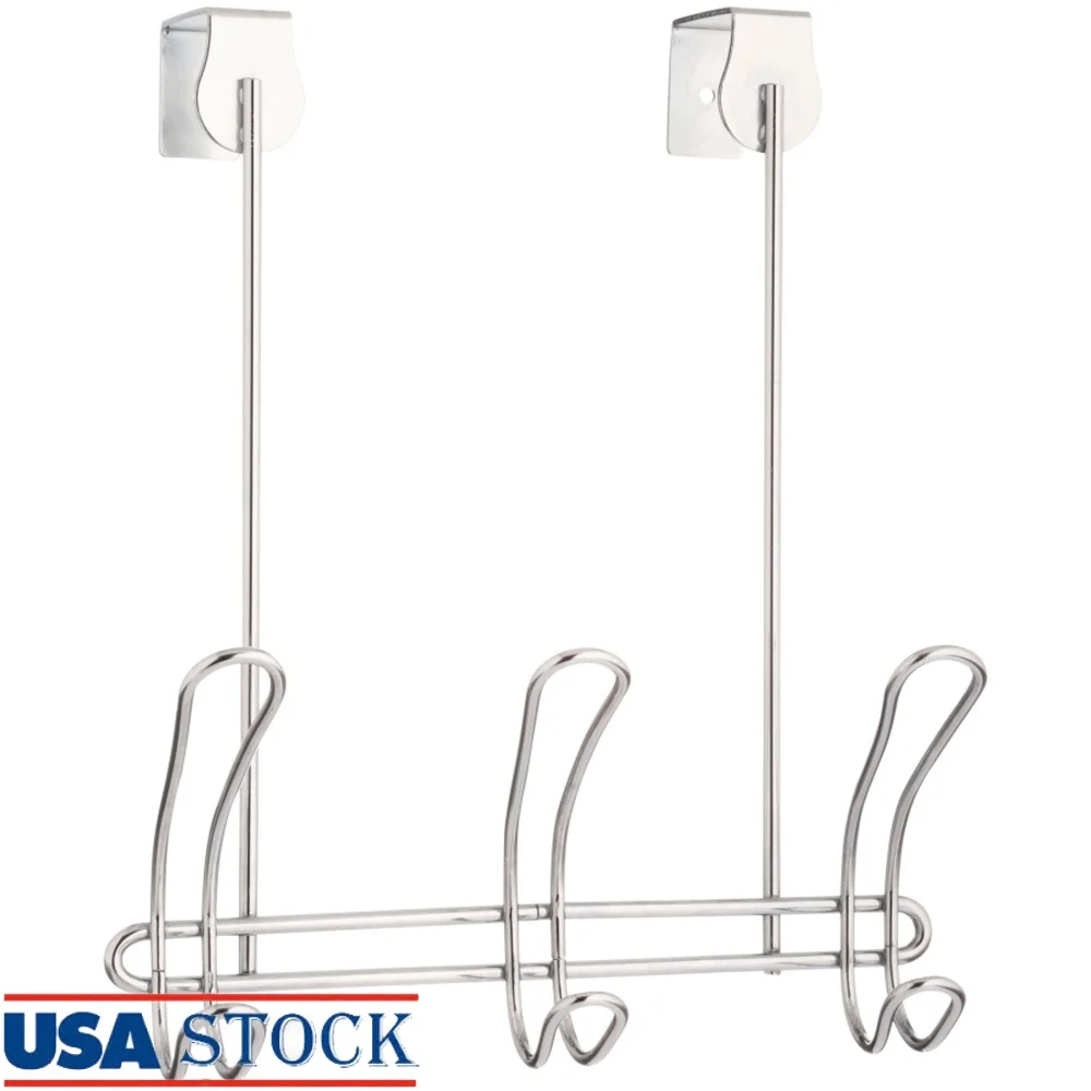 

Стеллаж для хранения над дверью с тремя двойными крючками Шкаф Ванная комната Спальня Простая установка Прочный стальной органайзер