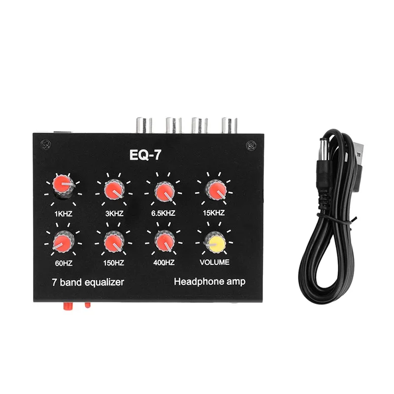 

Audio EQ-7 Audio Signal Preamplifier 7 Band Equalizer Adjust High School Bass Sound Phone Computer Headphone Amplifier