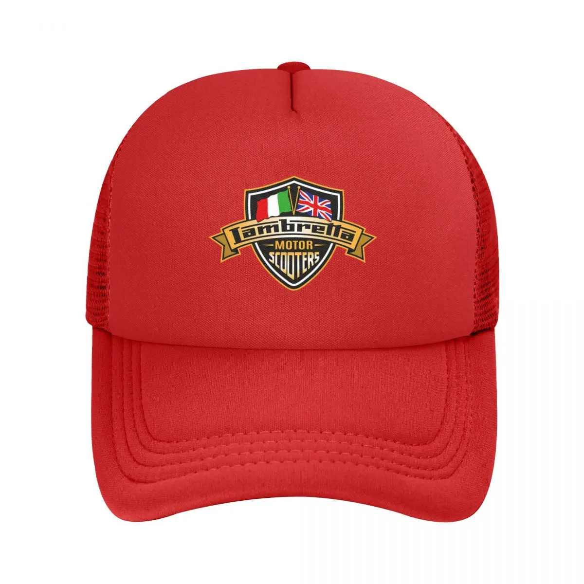 Lambretta Motor Scooters With Union Jack And Italian Flags Mesh Baseball Caps Snapback Baseball Hats Casquette Outdoor Unisex