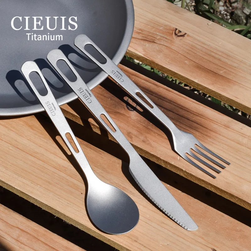 

13g Outdoor Camping Titanium Spoon Knife Kitchen Picnic Fork Ultralight Tableware Cookware Equipment Hiking Gear Supplies