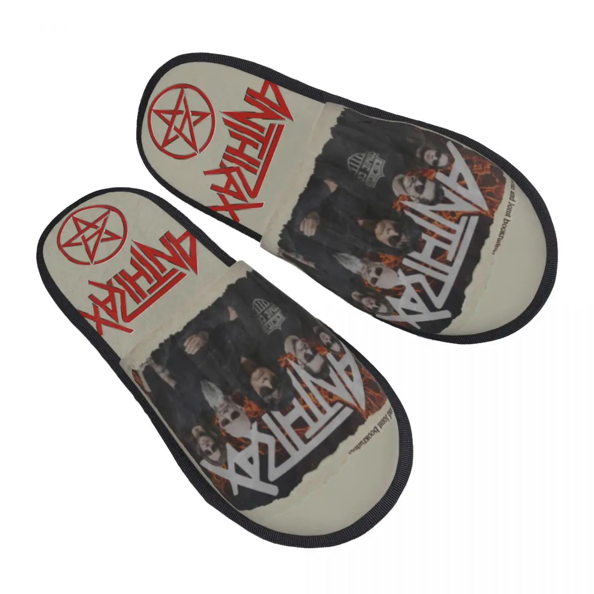 ANTHRAX BAND-zapatillas peludas a la moda para hombre y mujer, pantuflas especiales para el hogar