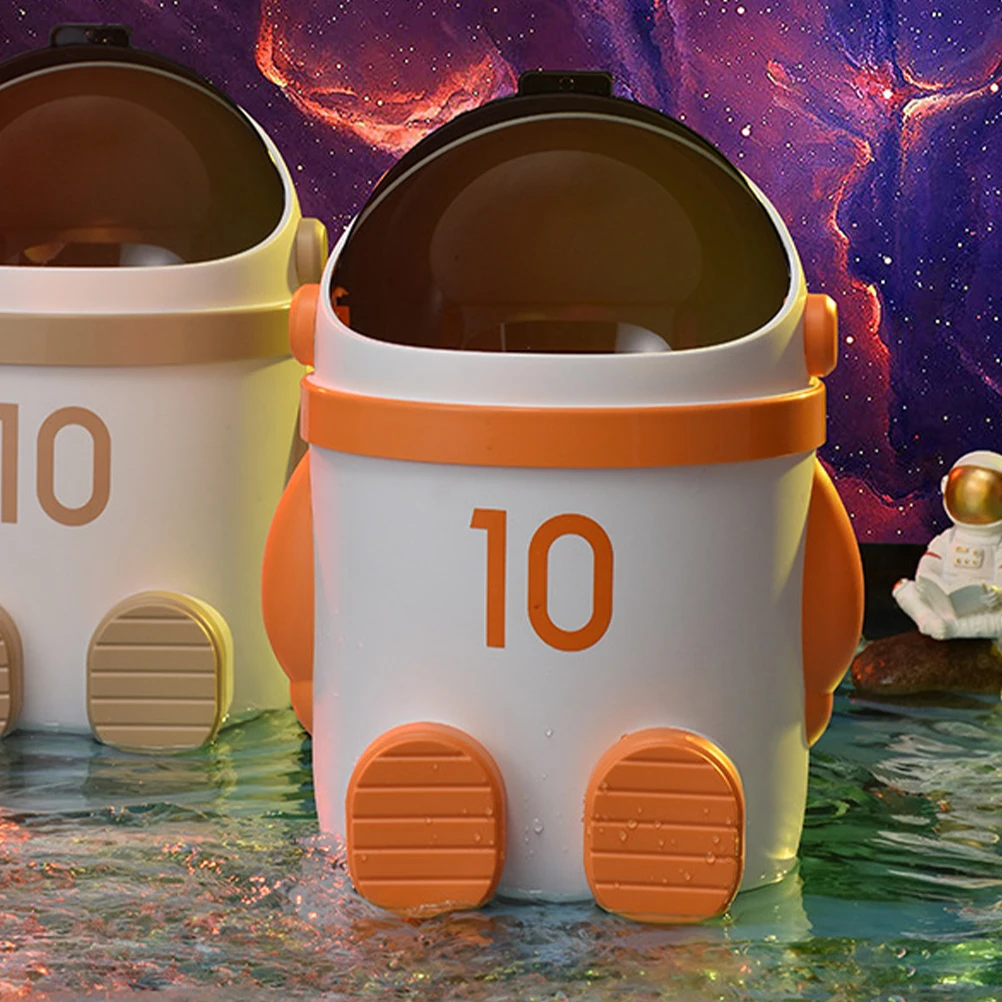 

Plastic Trash Can Lid for Home Kitchen Bathroom Office Cartoon Style Waste Basket Rubbish Bin Small Storage Garbage Can Modern