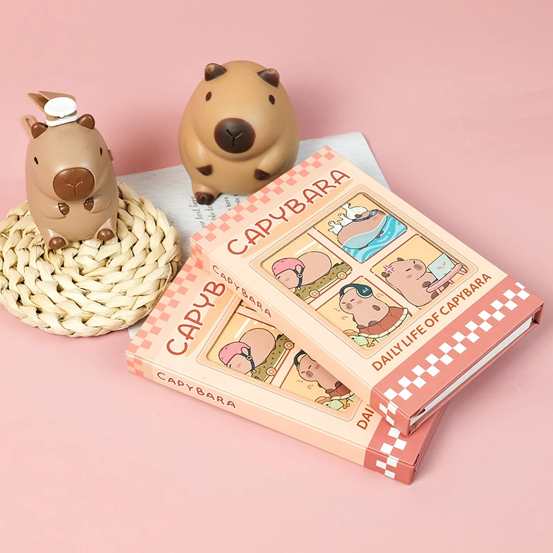 Buku catatan jurnal anak lucu kartun Buku Harian seri Capybara lucu kreatif sampul keras anak hadiah Notebook lipat tiga