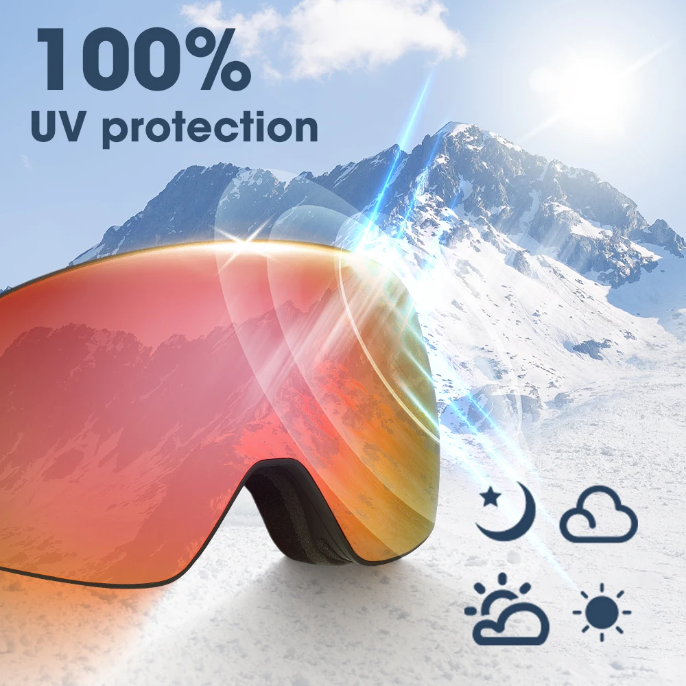 

Ski Goggles with Magnetic Double Layer Polarized Lens Skiing Anti-fog Skiing Anti-fog Snowboard Accessories Eyewear Men Women