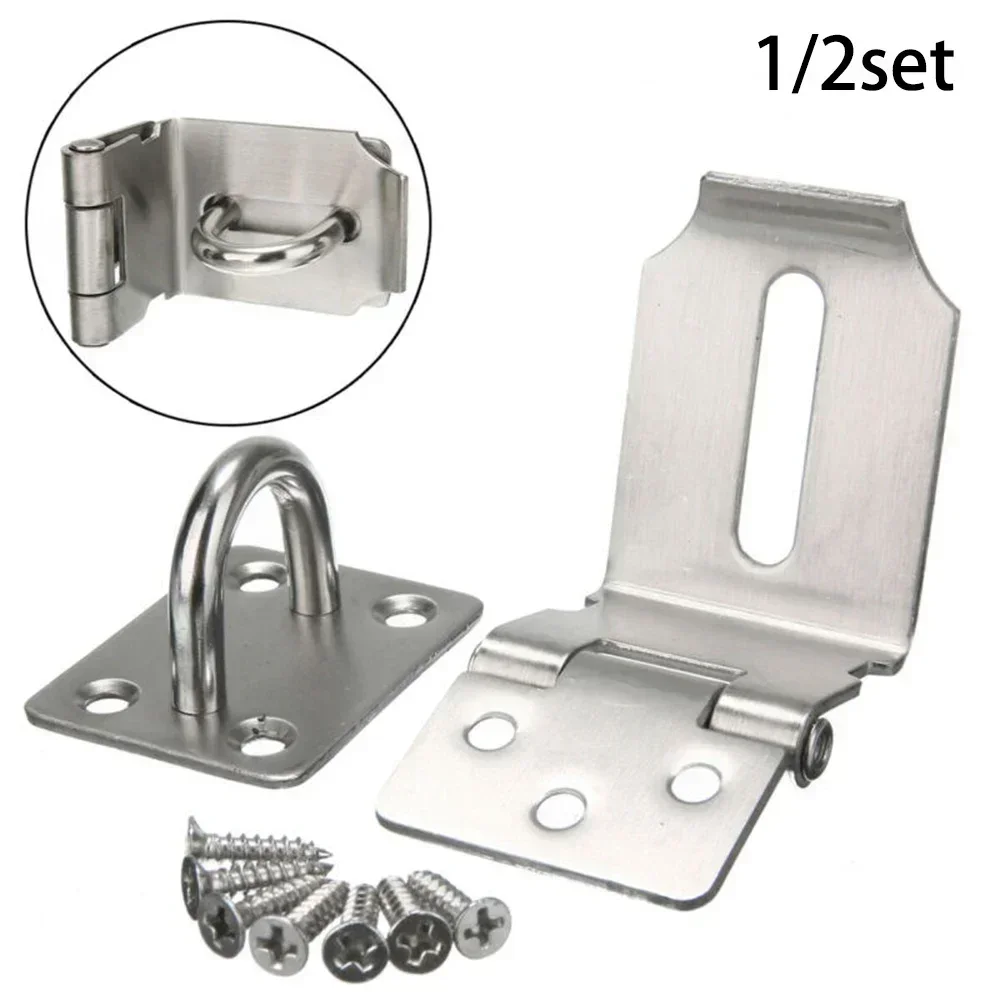 Padlock Hasp 90 Degrees Stainless Steel Hasp  Gate Shed Latch Lock Home Safety Door Clasp Lock Anti-theft Lock Plate Buckle